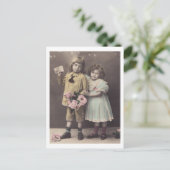 Edwardian Children Boy & Girl briefkaart 1900 (Staand voorkant)