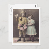 Edwardian Children Boy & Girl briefkaart 1900 (Voorkant / Achterkant)