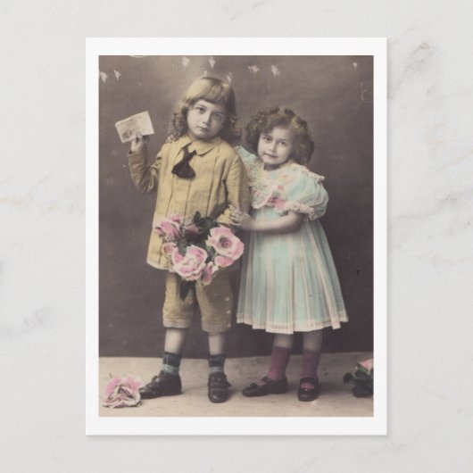 Edwardian Children Boy & Girl briefkaart 1900 (Voorkant)