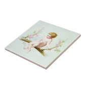 Edwardian Era Angelic Baby on Tree Flower Swing Tegeltje (Zijkant)