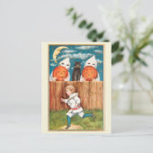 Edwardian Era Boy Running from Ghosts Halloween Briefkaart (Staand voorkant)