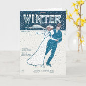 Edwardian Era Koppel Schaatsen Bladmuziek Kaart (Gele Bloem)