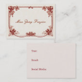 Edwardian French Social Calling Card Contactkaartje (Voorkant / Achterkant)