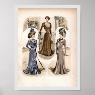 Edwardian Glam  Mode Illustratie Poster