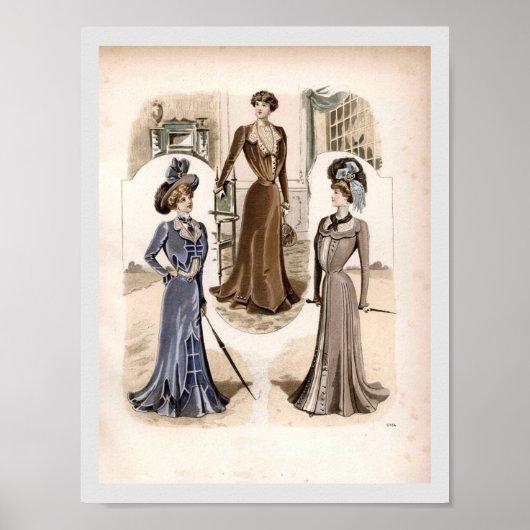 Edwardian Glam  Mode Illustratie Poster (Voorkant)