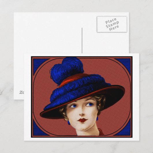 Edwardian Lady - Burgundy en Blue Pet Briefkaart (Voorkant / Achterkant)