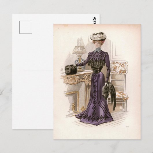  Edwardian Lady Fox Mode Illustratie Briefkaart (Voorkant / Achterkant)