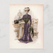  Edwardian Lady Fox Mode Illustratie Briefkaart (Voorkant)