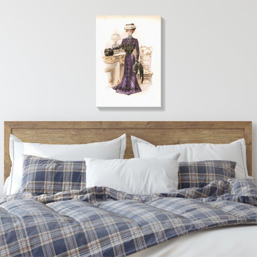  Edwardian Lady Fox Mode Illustratie Canvas Afdruk (Insitu (Slaapkamer))
