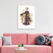  Edwardian Lady Fox Mode Illustratie Canvas Afdruk (Insitu (Woonkamer))
