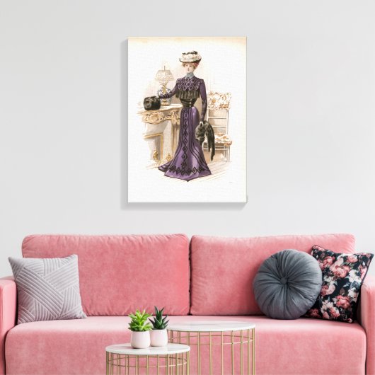  Edwardian Lady Fox Mode Illustratie Canvas Afdruk (Insitu (Woonkamer))