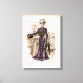  Edwardian Lady Fox Mode Illustratie Canvas Afdruk (Voorkant)