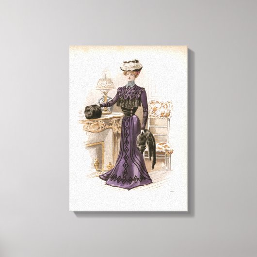  Edwardian Lady Fox Mode Illustratie Canvas Afdruk (Voorkant)