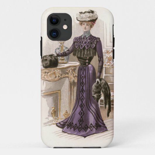  Edwardian Lady Fox Mode Illustratie Case-Mate iPhone Case (Achterkant)