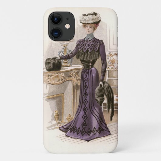 Edwardian Lady Fox Mode Illustratie Case-Mate iPhone Case (Achterkant)