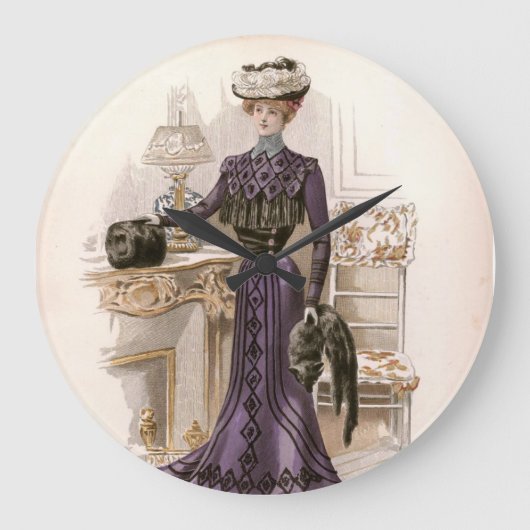  Edwardian Lady Fox Mode Illustratie Grote Klok (Voorkant)