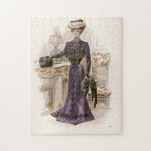 Edwardian Lady Fox Mode Illustratie Legpuzzel