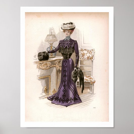  Edwardian Lady Fox Mode Illustratie Poster (Voorkant)