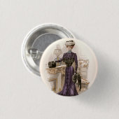 Edwardian Lady Fox Mode Illustratie Ronde Button 3,2 Cm (Voorkant /achterkant)