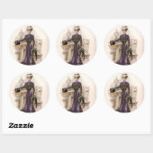 Edwardian Lady Fox Mode Illustratie Ronde Sticker (Vel)
