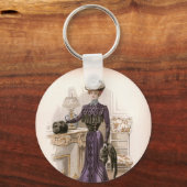  Edwardian Lady Fox Mode Illustratie Sleutelhanger (Voorkant)