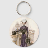  Edwardian Lady Fox Mode Illustratie Sleutelhanger (Achterkant)