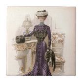  Edwardian Lady Fox Mode Illustratie Tegeltje (Voorkant)
