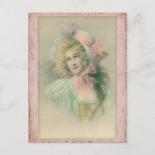  Edwardian Lady in Roze 1900 Illustratie Briefkaart