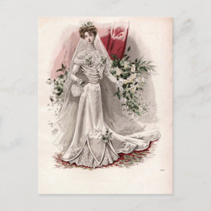 Edwardian Lady in Wedding Gown Mode Briefkaart