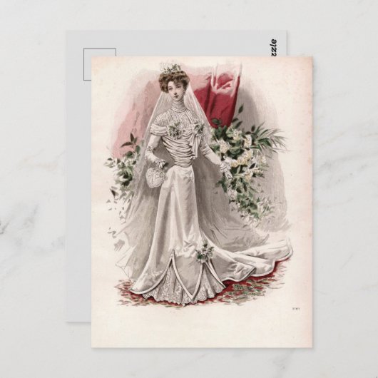 Edwardian Lady in Wedding Gown  Mode Briefkaart (Voorkant / Achterkant)