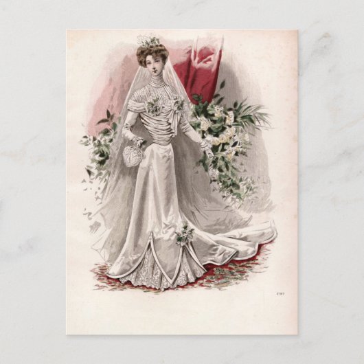 Edwardian Lady in Wedding Gown Mode Briefkaart (Voorkant)