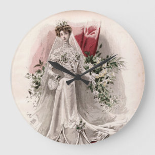 Edwardian Lady in Wedding Gown Mode Grote Klok