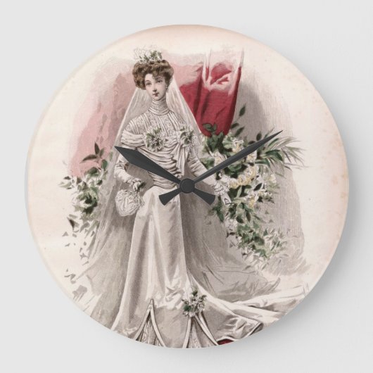 Edwardian Lady in Wedding Gown  Mode Grote Klok (Voorkant)