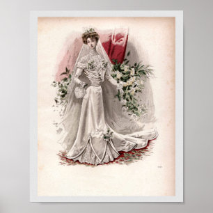 Edwardian Lady in Wedding Gown  Mode Poster