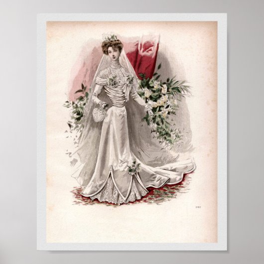 Edwardian Lady in Wedding Gown  Mode Poster (Voorkant)