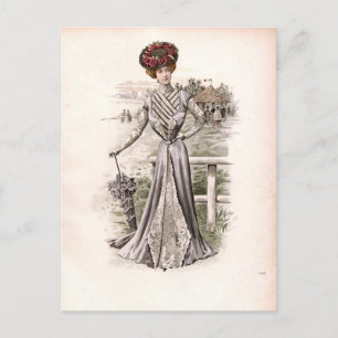Edwardian Lady met  Mode van de overgrote meerderh Briefkaart