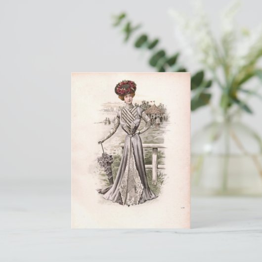Edwardian Lady met  Mode van de overgrote meerderh Briefkaart (Staand voorkant)