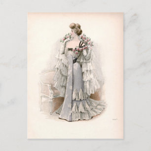 Edwardian Lady , met Rozen  Mode Briefkaart