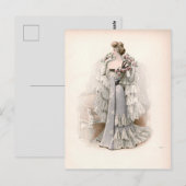 Edwardian Lady , met Rozen  Mode Briefkaart (Voorkant / Achterkant)