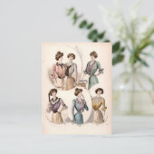 Edwardian Lady  Mode Illustratie Briefkaart (Staand voorkant)