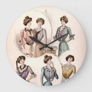 Edwardian Lady Mode Illustratie Grote Klok
