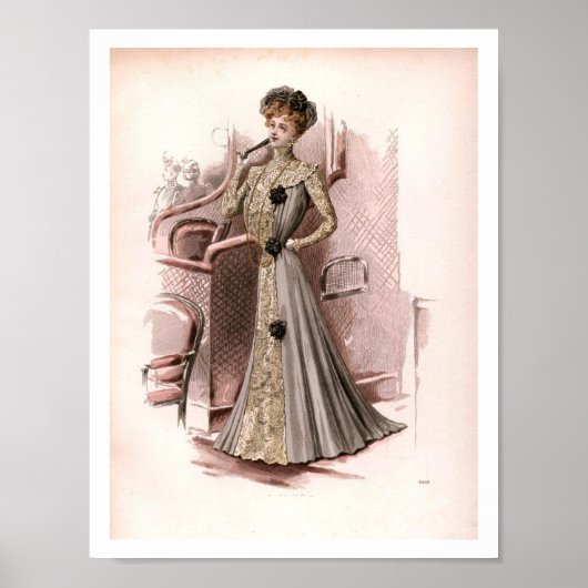  Edwardian Lady Mode Illustratie Poster (Voorkant)
