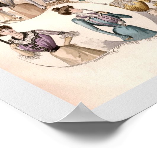 Edwardian Lady Mode Illustratie Poster (Hoek)