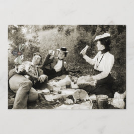 EDWARDIAN PERIODE PICNIC FUNNY FLY MAN BEAUTY VROU KAART