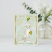  Edwardian Wedding Mode Illustratie Briefkaart (Staand voorkant)