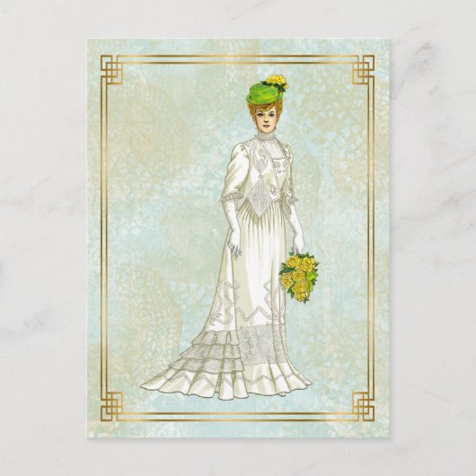  Edwardian Wedding Mode Illustratie Briefkaart (Voorkant)