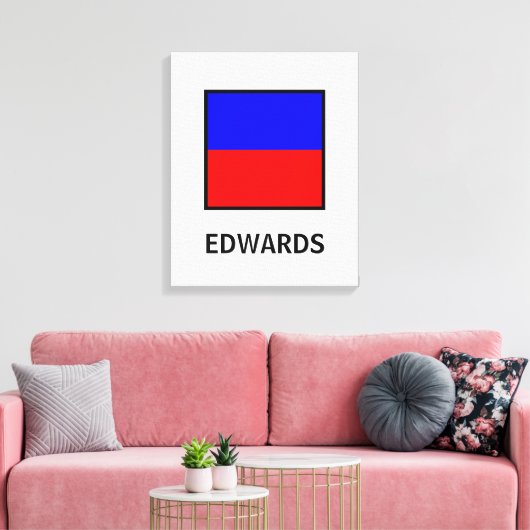 Edwards familienaam nautische vlag canvas afdruk (Insitu (Woonkamer))