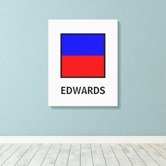 Edwards familienaam nautische vlag canvas afdruk (Insitu (Houten vloer))