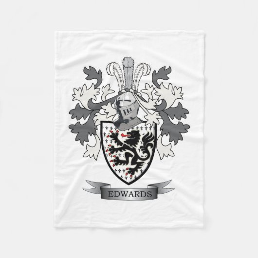 Edwards Family Crest Coat of Arms Fleece Deken (Voorkant)