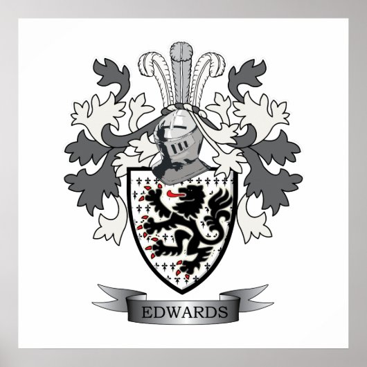 Edwards Family Crest Coat of Arms Poster (Voorkant)